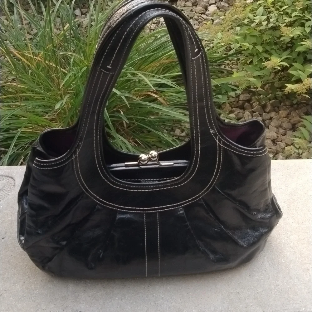 Coach Ergo Pleated Leather Kiss Lock Shoulder Bag, Vintage